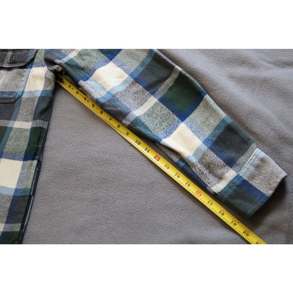 ORVIS Mens Medium Blue Green Plaid Flannel Shirt Long Sleeve Button Down Flap - Picture 11 of 16